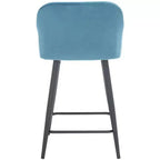 Velvet Counter Stool with Armrests and Footrest, Taupe and Black, Fixed Height 23.5", Steel Frame