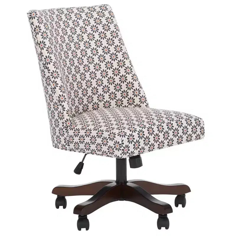 Upholstered Swivel Desk Chair with Padded Seat and Back, Adjustable Height, Casters, Viscose Blend