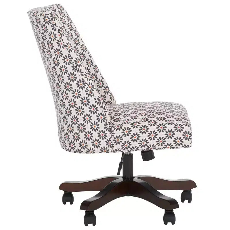 Upholstered Swivel Desk Chair with Padded Seat and Back, Adjustable Height, Casters, Viscose Blend