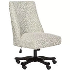 Upholstered Swivel Desk Chair with Padded Seat and Back, Adjustable Height, Casters, Viscose Blend
