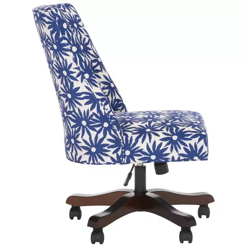 Upholstered Swivel Desk Chair with Padded Seat and Back, Adjustable Height, Casters, Viscose Blend