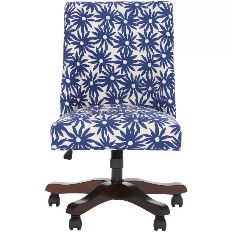 Upholstered Swivel Desk Chair with Padded Seat and Back, Adjustable Height, Casters, Viscose Blend