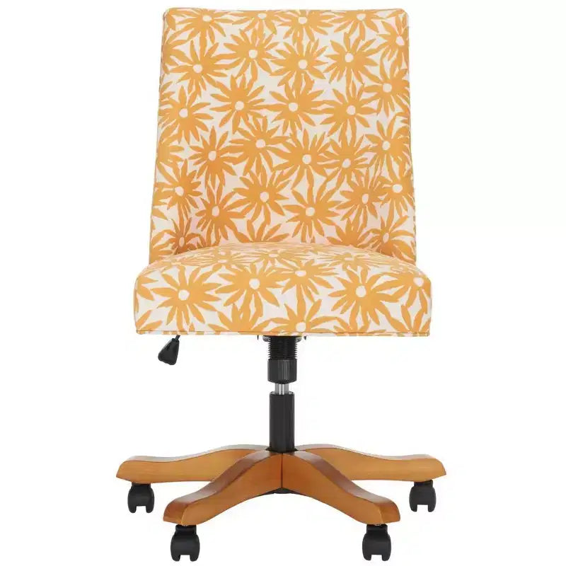 Upholstered Swivel Desk Chair with Padded Seat and Back, Adjustable Height, Casters, Viscose Blend