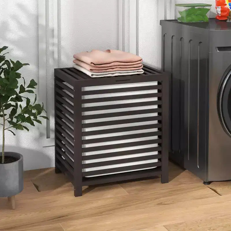 Bamboo Hamper Laundry Basket with Lid & Portable Removable Bag, Dirty Clothes Hamper Laundry Storage