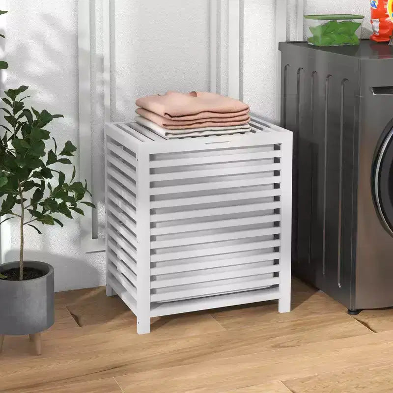 Bamboo Hamper Laundry Basket with Lid & Portable Removable Bag, Dirty Clothes Hamper Laundry Storage