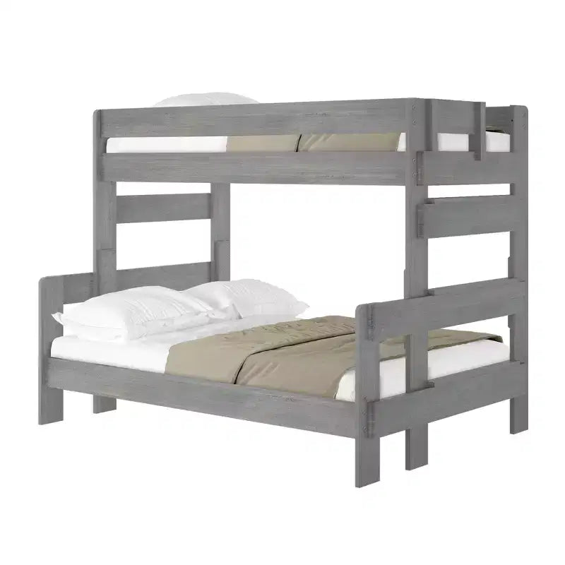 Solid Wood Farmhouse Twin over Full Bunk Bed, Rustic Pine with Low VOC Finish