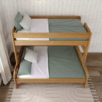 Solid Wood Farmhouse Twin over Full Bunk Bed, Rustic Pine with Low VOC Finish