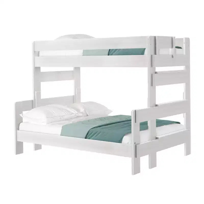 Solid Wood Farmhouse Twin over Full Bunk Bed, Rustic Pine with Low VOC Finish