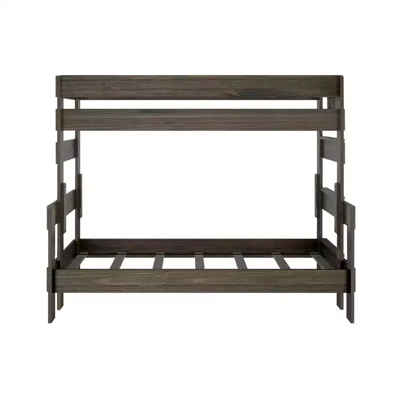 Solid Wood Farmhouse Twin over Full Bunk Bed, Rustic Pine with Low VOC Finish