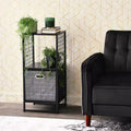28.15" Trellis 2-Shelf Bookshelf, Iron Frame Open Shelving Unit
