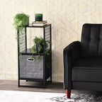 28.15" Trellis 2-Shelf Bookshelf, Iron Frame Open Shelving Unit