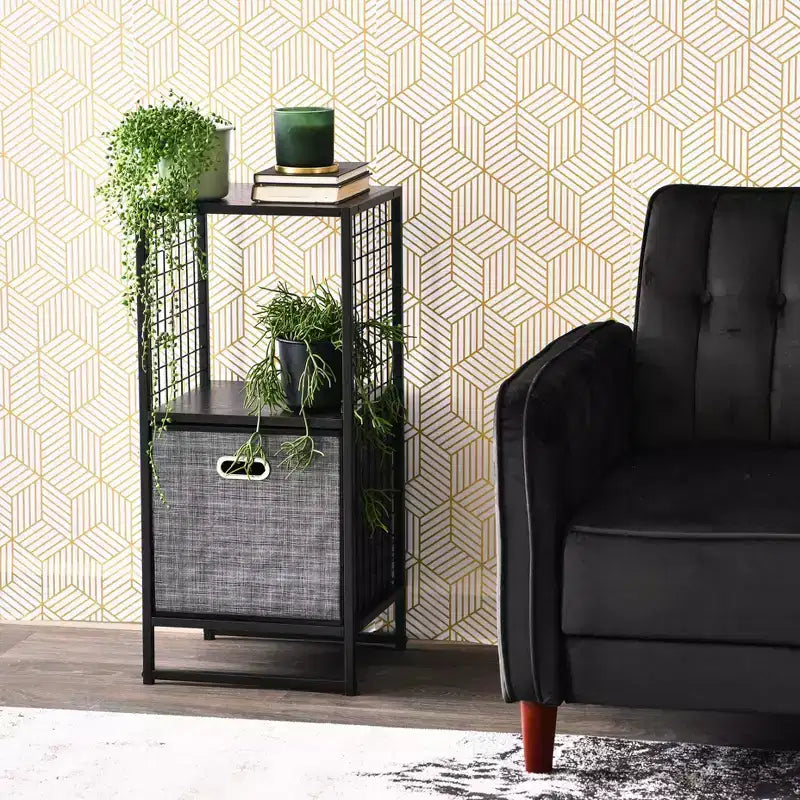 28.15" Trellis 2-Shelf Bookshelf, Iron Frame Open Shelving Unit