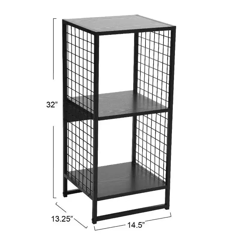 28.15" Trellis 2-Shelf Bookshelf, Iron Frame Open Shelving Unit