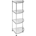 4-Tier Corner Storage Rack, Chrome-Plated Carbon Steel with Adjustable Shelves, No Tools Assembly