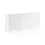 90" 3-Piece Media Sideboard Cabinet Set, Modern Farmhouse Style with Glass Doors and Adjustable Shelves