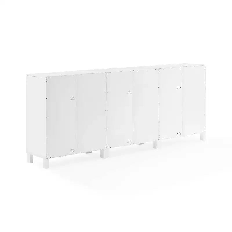 90" 3-Piece Media Sideboard Cabinet Set, Modern Farmhouse Style with Glass Doors and Adjustable Shelves