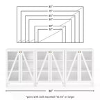 90" 3-Piece Media Sideboard Cabinet Set, Modern Farmhouse Style with Glass Doors and Adjustable Shelves