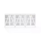 90" 3-Piece Media Sideboard Cabinet Set, Modern Farmhouse Style with Glass Doors and Adjustable Shelves