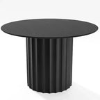 Mid-Century Round Dining Table Wood Kitchen Table Dining Room Table for 4 People - Black